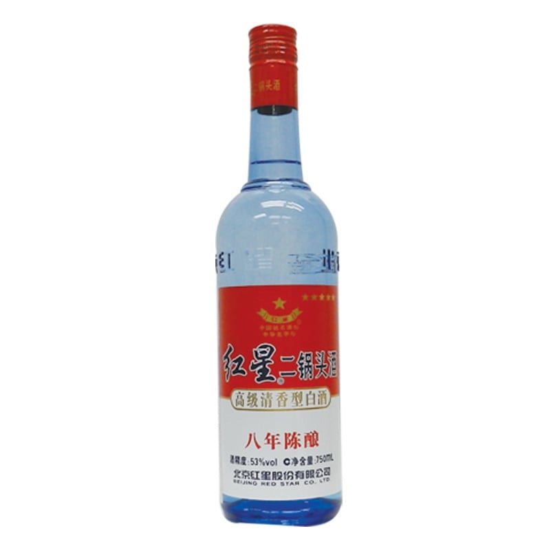 RED STAR ER GUO TOU JIU 53 PRES BLUE BOTTLE 750ML
